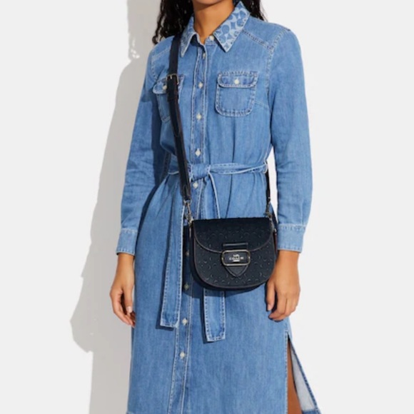 Coach Morgan Saddle Bag In Signature Leather COLOR:
Gunmetal/Midnight Navy - Picture 3 of 5